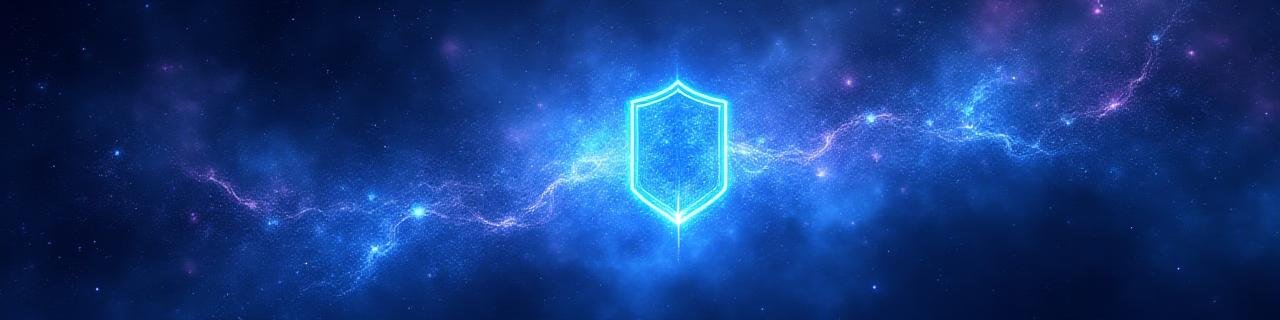 Abstract deep space nebula representing data flow and protection